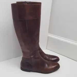 Saks Fifth Avenue brown leather riding boots 36.5