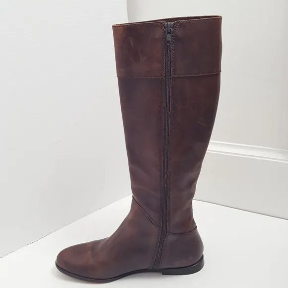 Saks Fifth Avenue brown leather riding boots 36.5