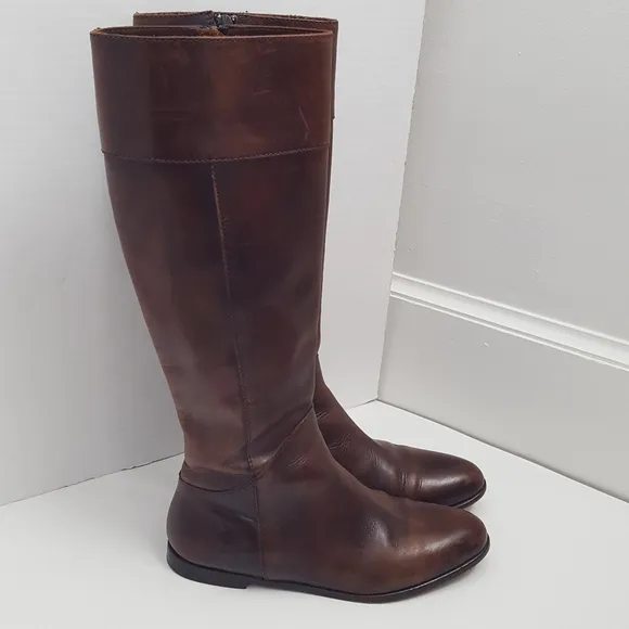 Saks Fifth Avenue brown leather riding boots 36.5