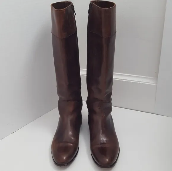 Saks Fifth Avenue brown leather riding boots 36.5