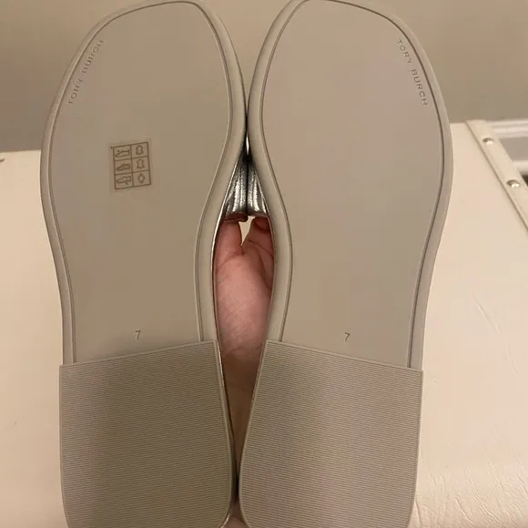 ❗️SALE❗️Tory Burch Silver Slide Sandals.