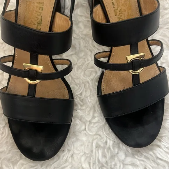 Salvatore Ferragamo Black Leather Women's Sandals size 7