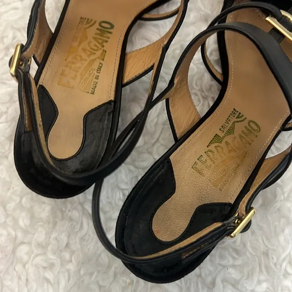 Salvatore Ferragamo Black Leather Women's Sandals size 7