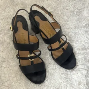 Salvatore Ferragamo Black Leather Women's Sandals size 7
