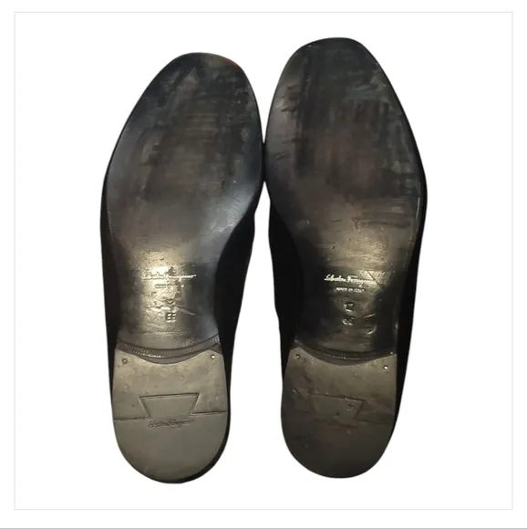 Salvatore ferragamo black velvet party smoking slip ons loafers 12 ee extra wide