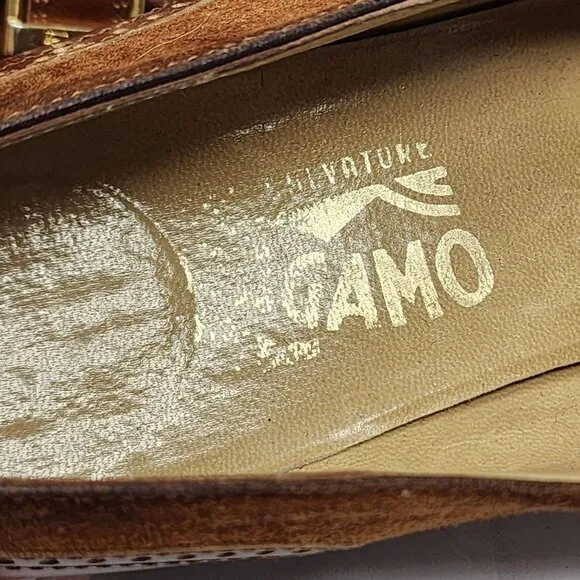 Salvatore Ferragamo Italian Brown Leather &amp; Suede Loafers Women's Size 6.5