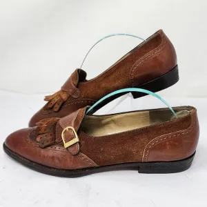 Salvatore Ferragamo Italian Brown Leather &amp; Suede Loafers Women's Size 6.5