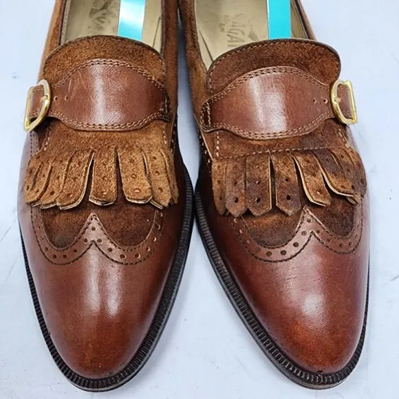 Salvatore Ferragamo Italian Brown Leather &amp; Suede Loafers Women's Size 6.5