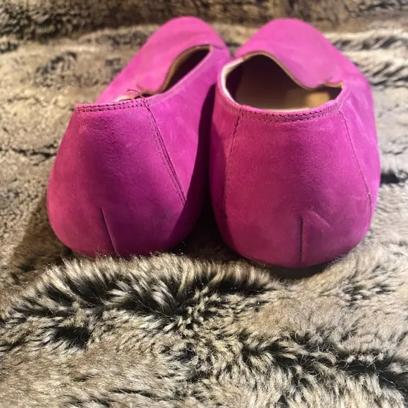 Salvatore Ferragamo Magenta Suede Slip On Loafers, size 8.5 B