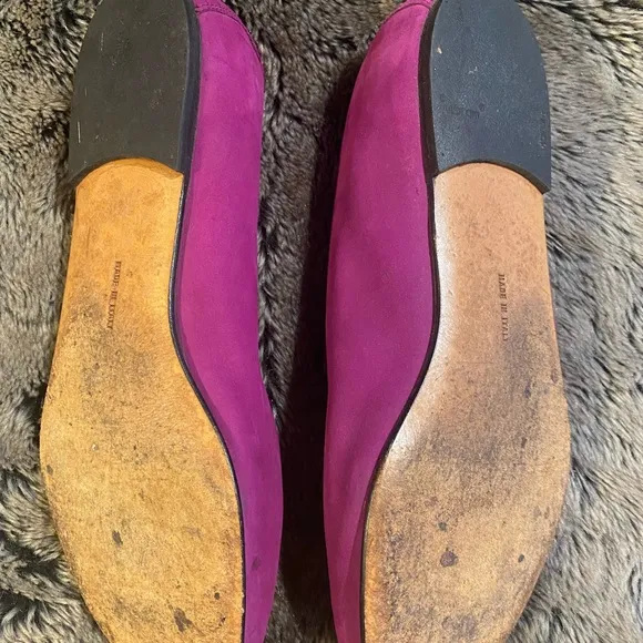 Salvatore Ferragamo Magenta Suede Slip On Loafers, size 8.5 B