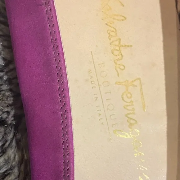 Salvatore Ferragamo Magenta Suede Slip On Loafers, size 8.5 B
