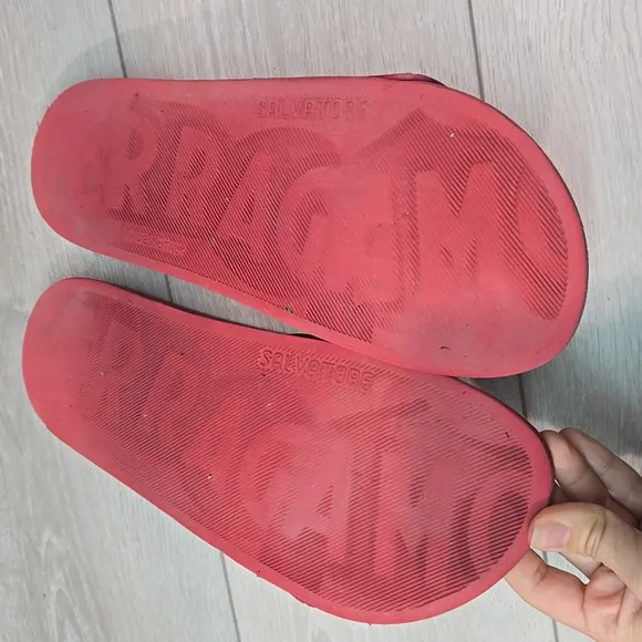 Salvatore Ferragamo Men Red Slide Sandals Shoes Sz 10M