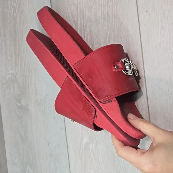 Salvatore Ferragamo Men Red Slide Sandals Shoes Sz 10M