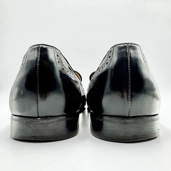 Salvatore Ferragamo Men’s 11 EE Black Mauro Wingtip Tassel Loafers 426 Italy