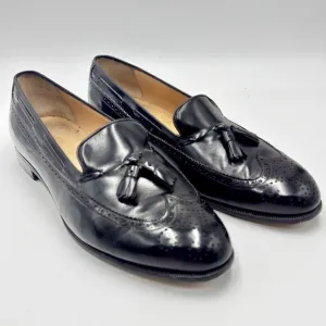 Salvatore Ferragamo Men’s 11 EE Black Mauro Wingtip Tassel Loafers 426 Italy