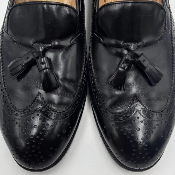 Salvatore Ferragamo Men’s 11 EE Black Mauro Wingtip Tassel Loafers 426 Italy