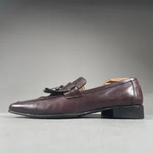 Salvatore Ferragamo Men’s 9 D Slip On Burgundy Kiltie Apron Toe Tasseled Loafers