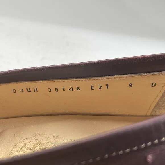 Salvatore Ferragamo Men’s 9 D Slip On Burgundy Kiltie Apron Toe Tasseled Loafers