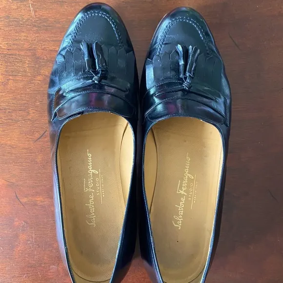 {salvatore ferragamo} Men’s Black Tassel Loafers