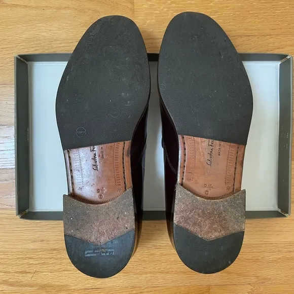 Salvatore Ferragamo Men’s Leather Loafers in Burgundy Color