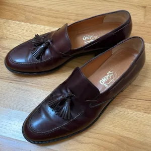 Salvatore Ferragamo Men’s Leather Loafers in Burgundy Color