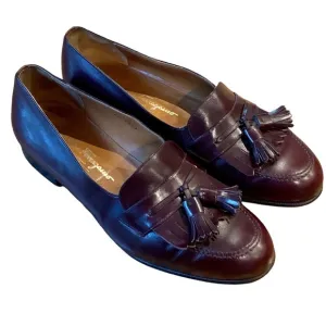 Salvatore Ferragamo Oxblood Santander Kiltie Tassel Loafers‎ 10.5 EE