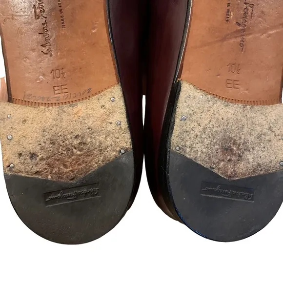 Salvatore Ferragamo Oxblood Santander Kiltie Tassel Loafers‎ 10.5 EE
