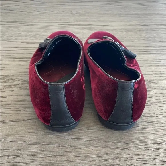 Salvatore Ferragamo Red and Black Velvet Loafers