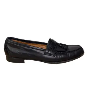 Salvatore Ferragamo Studio Men's 10 Black Leather Dress Loafers Kiltie Tassels