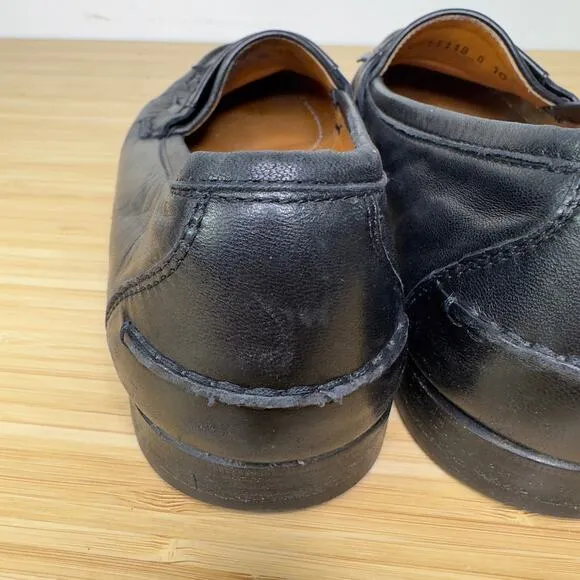 Salvatore Ferragamo Studio Men's 10 Black Leather Dress Loafers Kiltie Tassels