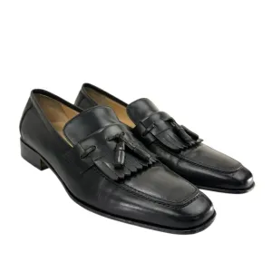 Salvatore Ferragamo Vintage Kiltie Tassels Leather Penny Loafers Black 9.5D
