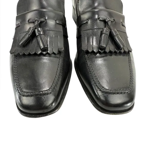 Salvatore Ferragamo Vintage Kiltie Tassels Leather Penny Loafers Black 9.5D
