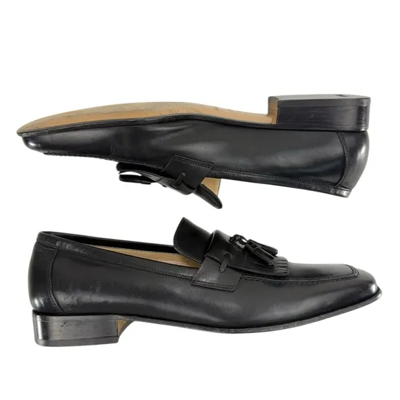 Salvatore Ferragamo Vintage Kiltie Tassels Leather Penny Loafers Black 9.5D