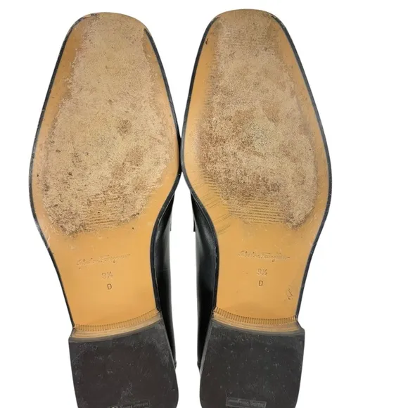 Salvatore Ferragamo Vintage Kiltie Tassels Leather Penny Loafers Black 9.5D