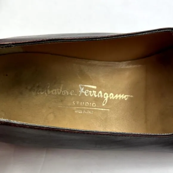 Salvatore Ferragamo Women's Slip On Leather Loafers Brown
