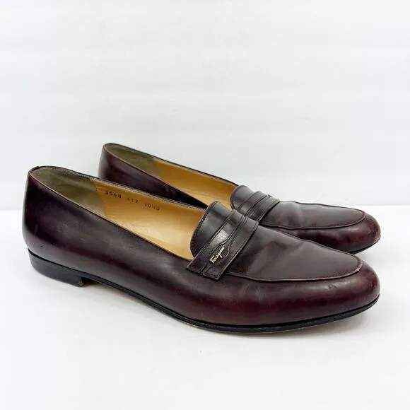 Salvatore Ferragamo Women's Slip On Leather Loafers Brown