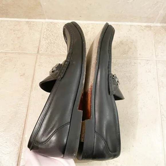 Salvatore FerragamoBlack Silver Slip On Loafers Moccasins