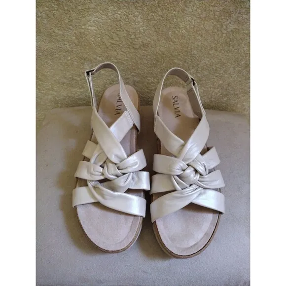 Salvia Birch Leather Sandals Comfort Cork Platform Sz 40 NWB