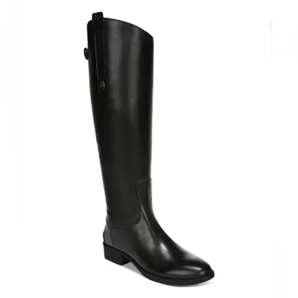 Sam Edelman $200 Penny Knee High Riding Black Leather Riding Boots Size 6 NWT