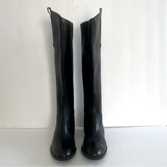 Sam Edelman $200 Penny Knee High Riding Black Leather Riding Boots Size 6 NWT