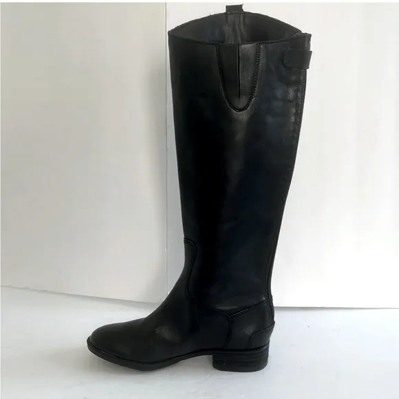 Sam Edelman $200 Penny Knee High Riding Black Leather Riding Boots Size 6 NWT