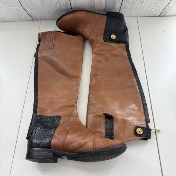 Sam Edelman Black Brown Leather Penny Tall Riding Boots Size 7