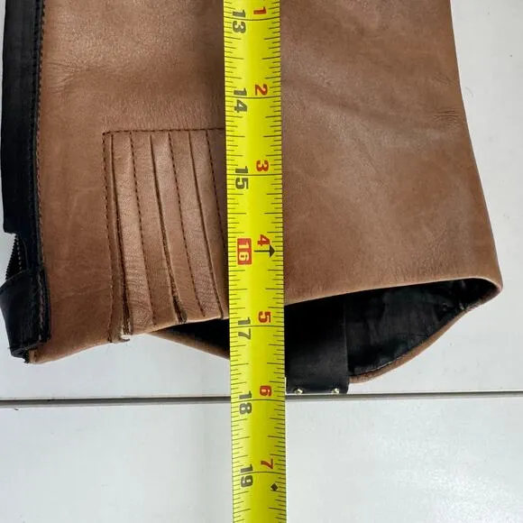 Sam Edelman Black Brown Leather Penny Tall Riding Boots Size 7