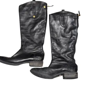 Sam Edelman Black Leather riding Boots Heeled Boots