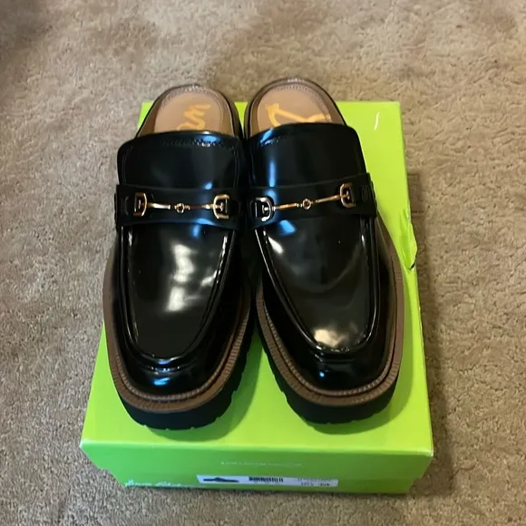 Sam Edelman black shiny slip in loafers size 8.5 style Lennon