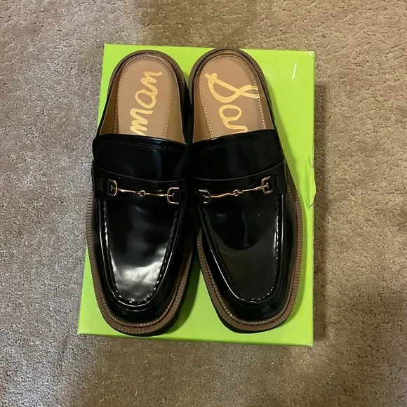 Sam Edelman black shiny slip in loafers size 8.5 style Lennon