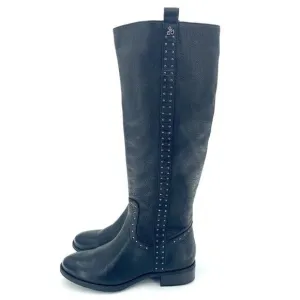 Sam Edelman Boots Black Soft Studded Leather Tall Riding Boot Sz 6.5 New