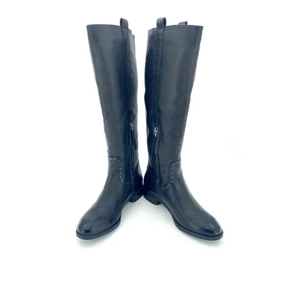 Sam Edelman Boots Black Soft Studded Leather Tall Riding Boot Sz 6.5 New