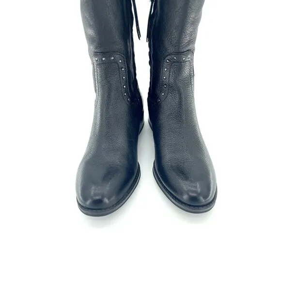 Sam Edelman Boots Black Soft Studded Leather Tall Riding Boot Sz 6.5 New