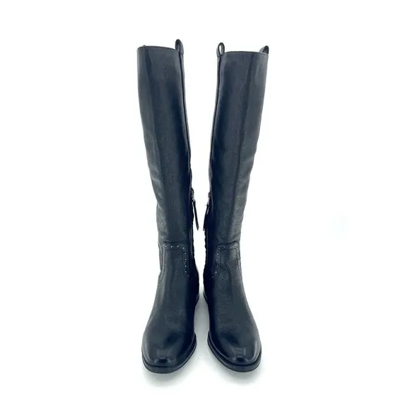 Sam Edelman Boots Black Soft Studded Leather Tall Riding Boot Sz 6.5 New